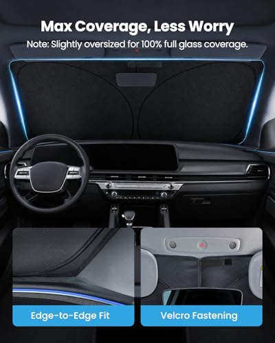 REEVAA 2026 3rd Pro Windshield Sunshade for 2020-2025 Kia Telluride | Dual-Layer Heat & Sun Defense, OEM Design | Foldable Sun Shade Car Accessories with Storage Bag — view 5
