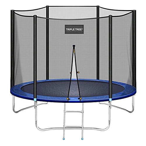 Trampoline For Kids & Adults, 10Ft Trampoline With Safety Enclosure Net, Spring Cover Padding And Non-Slip Ladder, Weight Capacity For 3-4 Kids, Outdoor Trampoline For Exercise Fitness #TOP23