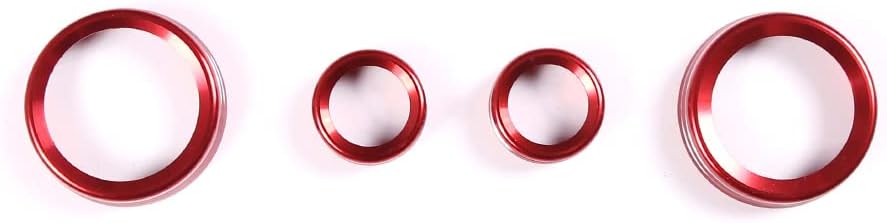 Sekhyna Navigation Screen Air Conditioning Volume Knob Ring Cover Trim Aluminum Alloy 4PCS Compatible with Corvette C7 Stingray 2014-2019 Center Console Cover Trim (Red)