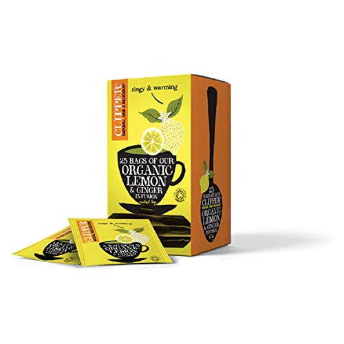 Clipper Organic Lemon and Ginger 25 Teabags (Pack of 3, Total 75 Teabags)