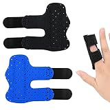 Bekecidi 2 férulas para dedos, tela compuesta ajustable, férulas para dedos, soporte para dedos para dedos rotos, esguinces, dedos hinchados, artritis, tendinitis, azul y negro