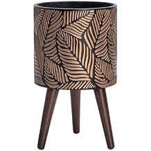 Dvine Dev 10 Inch Planter Pot with Stand, Mid-Century Tall Plant Pot with Legs for Indoor Plants, Medium, Bronze/Grey, 88-L-B-6