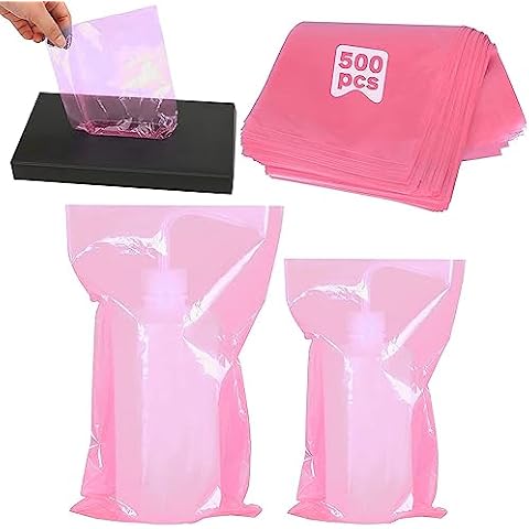 500PCS Pink Tattoo Wash Bottle Bags, Disposable Tattoo Bottle Bags Squeeze Bottle Bag Sleeves Dental Bottle Bag Covers, Tattoo Bottle Cleaning Bags for Tattoo Supplies Accessories Cover