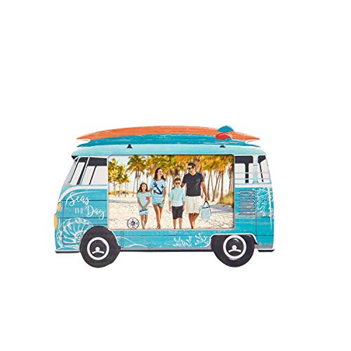 Beachcombers 8" Resin 4X6 Blue Surf Bus Picture Frame Blue