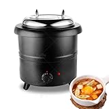 Kurflo スープウォーマー 13L 電気式スープウォーマー 業務用 食品用スープ釜ウォーマー 保温温度調整 ステンレス鋼 スープジャー スープ保温鍋 保温ジャー 湯煎式 大容量味噌汁 鍋 業務用スープジャー お粥 カレー ビュッフェ レストラン キッチン用品 業務用 家庭用 (ブラック)
