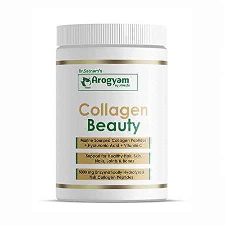 AROGYAM Beauty Collagen with Hyaluronic Acid Rich in Vitamin C with Ayurveda Herbal Collagen Powder, Support for Healthy Hair, Skin, Nails, Joint & Bones (200 gm)