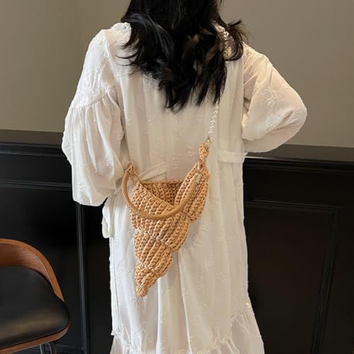 Handwoven Seashell Bag with Pearl Chain Summer Beach Tote Bag Detachable Strap Cute Conch Shoulder Handbag Vacation Beach Han2