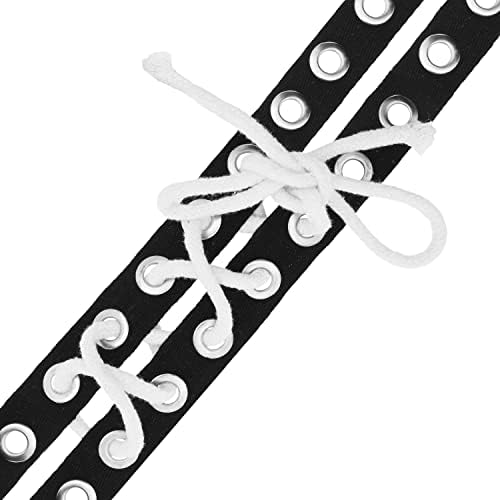 Mandala Crafts Silver Metal Eyelet Trim with Grommets - Black Eyelet Grommet Tape for Sewing - 1 Inch 3 YDs 8mm Eyelet Tape Strip Cotton Twill Tape by The Yard