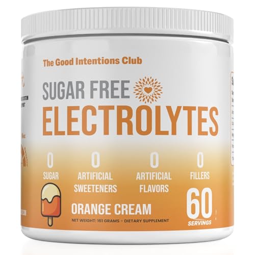The Good Intentions Club Sugar Free Electrolytes - Orange Cream Flavor, 60 Servings - Hydration Powder - Electrolytes Powder Zero Sugar - No Artificial Sweeteners or Flavors