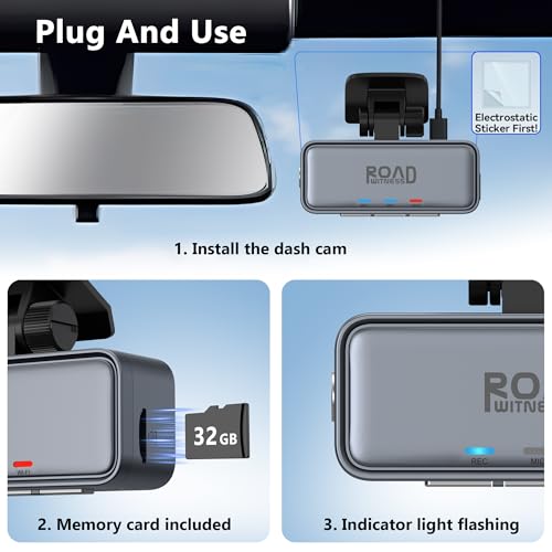 Roadwitness 4K Mini Dash Cam Front，Front Dash Camera for Cars，WiFi Car Camera with Voice Control, Night Vision, G-Sensor,24H Parking Mode, Loop Recording App, Dashcam 4K Included 32GB,Support 256GB by Roadwitness - Image 9