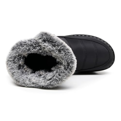 Image of Winter Snow Boots for Women Men, Lightweight Water-Resistant Boots | faux fur lining, rubber sole, warm winter wear, dog walking, errands, light snow, indoor outdoor