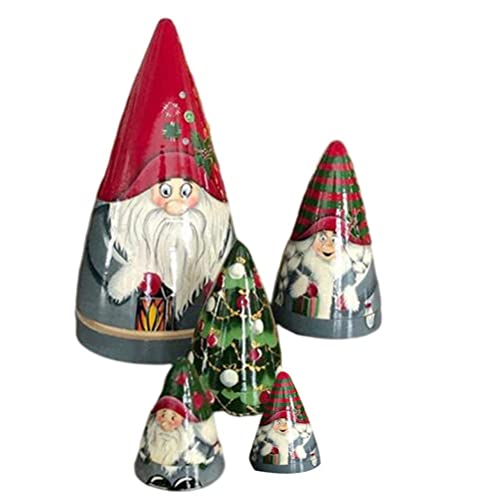 BTSEURY Christmas Nesting Dolls, 5 Pieces of Christmas Matryoshka, Christmas Dwarf Collection Dolls Stacking Dolls Ornaments Christmas Decorations (300g with Brush)