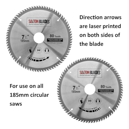 TCT18580T Saxton TCT Okrągła Drewniana Tarcza Piły 185mm x 30mm Cylindra x 80T kompatybilna z Bosch Makita Dewalt kompatybilna z piłami 190mm