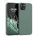 Produktbild kwmobile Hülle kompatibel mit Apple iPhone 13 Hülle - gummierte TPU Silikon Handyhülle - Schutzhülle für kabelloses Laden - Case in Tannengrün