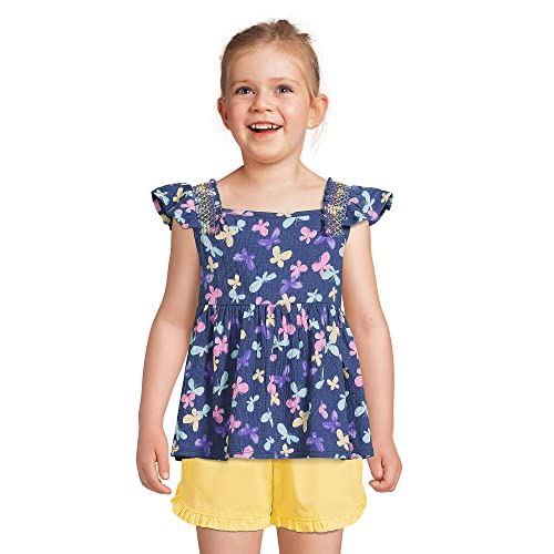 Lands' End G Smocked Pattern Tank Top Evening Blue Butterflies Kids X-Large #TOP2