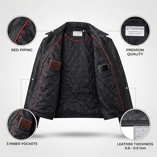 Storemm Genuine Lambskin Biker Jacket
