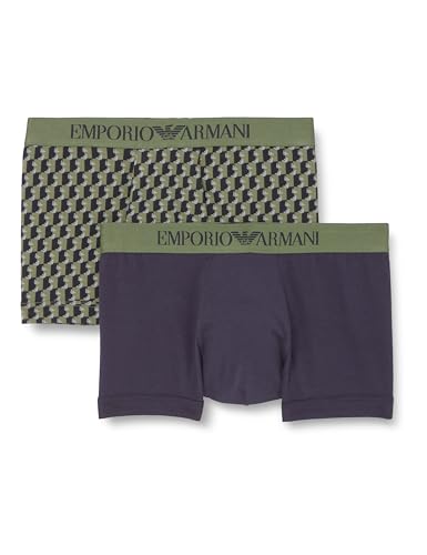 Emporio Armani Classic Pattern Mix 2-Pack Trunk Bañador, Stampa RETTAN/Marine, L de los Hombres
