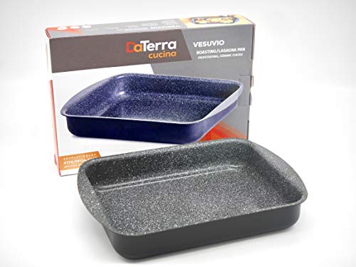 Ceramic Coated Roasting Pan / Lasagna Pan - With Natural Nonstick Coating, Safe For StoveTop and Oven Use / 14 x 10.5 x 2.7 inch