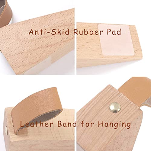Wooden Door Stopper Non-Slip Security Wood Door Wedge With Leather Strap For Hanging Door Stopper 1Pack, In House Bedroom Office Living Room Hotel Cabin #TOP6