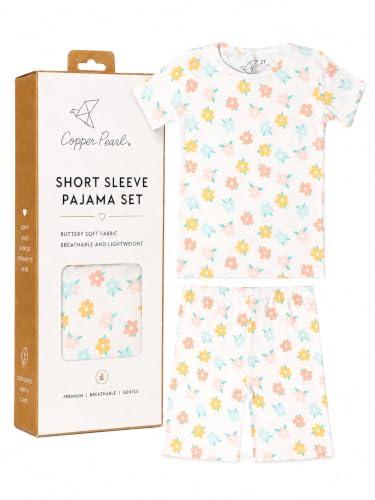 Copper Pearl 2 Piece Pajama Sets, Stylish Short Sleeve Pajamas for Babies Toddlers and Kids, Ultra-Soft Premium Material, 2 Years, Daisy
