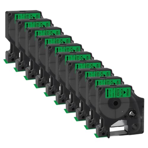 10pk 12mm D1���x���e�[�v�J�Z�b�g���{��45013 45010 45016 45017 45018 45019 LM160���x�����[�J�[�̌���(Black on Green)