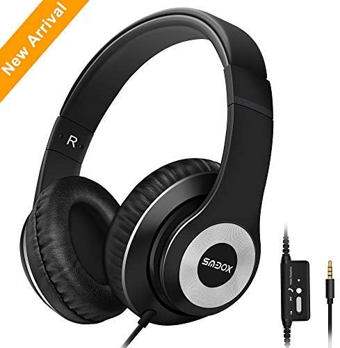 Headphones,SMBOX Lightweight Over-Ear Music Headsets with Mic, Wired Active Noise Cancelling Headphones for Cell Phone/TV/PC/MP3/4-Black