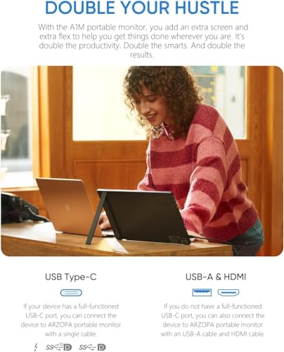 ARZOPA 17.3" Portable Monitor, 1080P FHD 103% sRGB IPS Gaming Monitor Laptop Monitor with Built-in Kickstand HDMI USB C External Screen for PC Mac Phone Xbox PS5 - A1M - Thumbnail 7