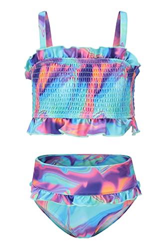 Image of Girls Bikini Swimsuits Two Piece Bathing Suit for Kids Girls Hawaiian Smocked Swimwear 3-16 Years