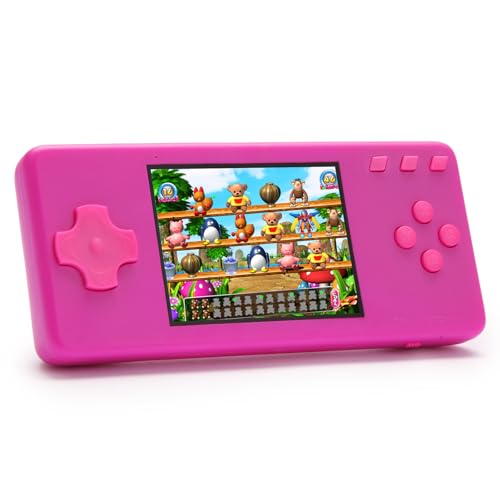 32 Bit Handheld Game Console for Kids Adults, Preloaded 300 Retro Video Games, 3.0" Color Display Rechargeable Portable Gaming Player, Mini Electronic Travel Toy Gift for Boys Girls (rose2)