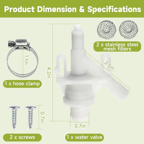 Image of Toilet Water Valve Kit Replace 385311641 for Dometic Sealand 300 301 310 311 320 321 Pedal Flush Toilet for RV Camper Marine (Pack of 2)