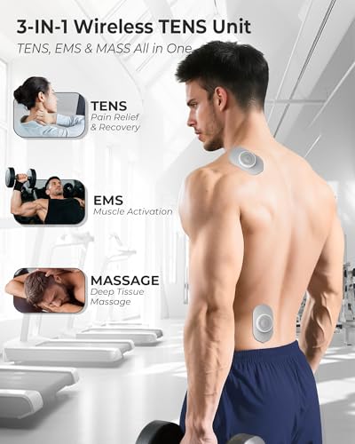 Image of Wireless TENS Unit Muscle Stimulator for Pain Relief Therapy, 2 Units Dual-Channel TENS Machine, 30 Intensities, Pocket-Sized TENS Device for Sciatica Back Pain, Charging Case, Model U13