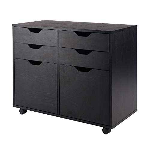 Image of Winsome Halifax Mobile Storage Cabinet with 2 Doors & 4 Drawers, Black