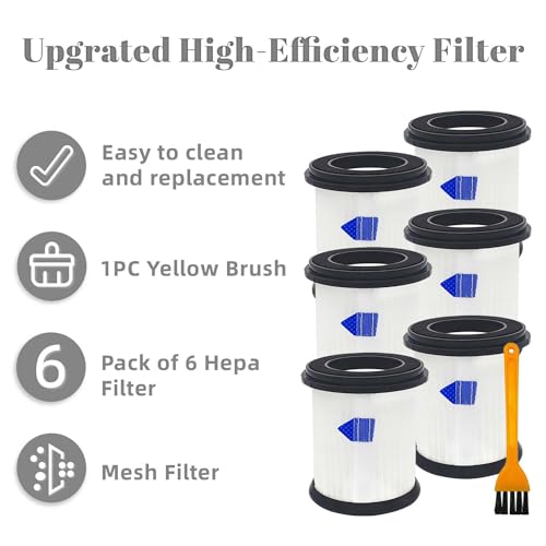 High-Efficiency Filter Replacement for INSE N5S N5T S6T S6P Pro S610/TMA T120 T121 T151 T150 T220 T210 T181 T180 T220 Cordless Vacuum Cleaner -6 pack+1pc Brush by HIHEPA - Image 5