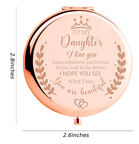 Soulpetals Daughter Gift from Mom, Birthday Gifts for Daughter Adult, Gifts for Daughters from Mothers, Daughter Wedding Gift from Mom to My Daughter Makeup Compact Mirror