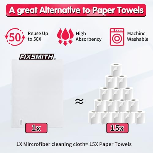 image for FIXSMITH White Microfiber Cleaning Cloth, Pack of 50, 16