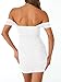 Trendy Queen Womens Off The Shoulder Bodycon Mini Dresses Summer Spring 2026 Homecoming Graduation Party Cocktail Club Sexy Going Out Ruched Mesh Short Dress Birthday HOCO Outfits Clothes White
