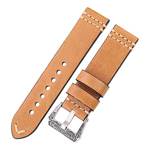 Bracelet de montre 24mm en cuir marron vintage pour homme actif au quotidien