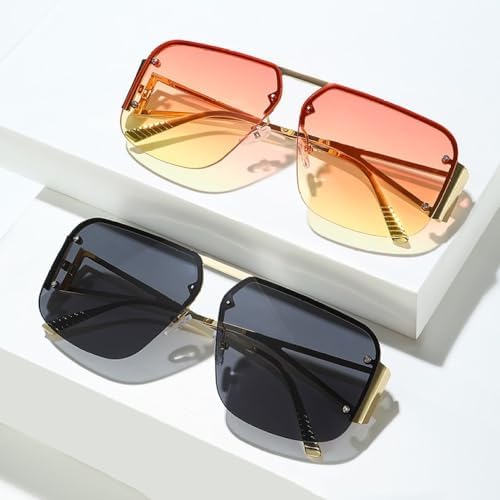 Fashion Retro Square For Women Sunglasses Vintage Metal Frame Men Clear Lens Trending Shades UV400 Sun Glasses