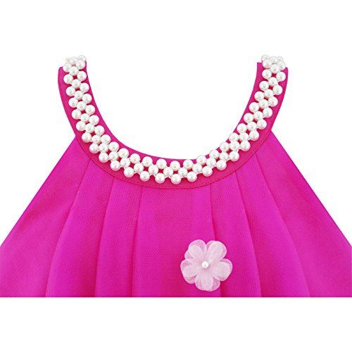 Sunny Fashion Flower Girls Dress Halter Dress Pearl Party Wedding Birthday3