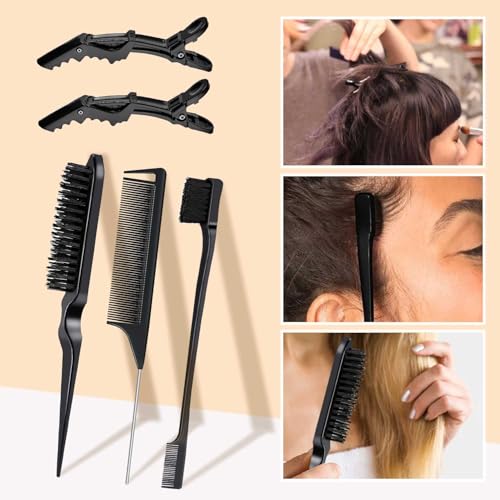 8Pcs Professional Hot Comb Hair Straightener Set - Electric Styling Kit with 3 Pcs Slick Back Brushes, Salon Clips & Lace Band for Sleek Hair & Salon Finishes(8P) - Image 6