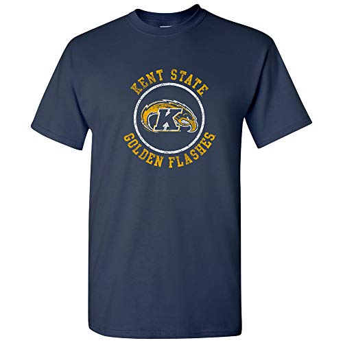 UGP Campus Apparel AS04 - Kent State Golden Flashes Distressed Circle Logo T Shirt - 3X-Large - Navy