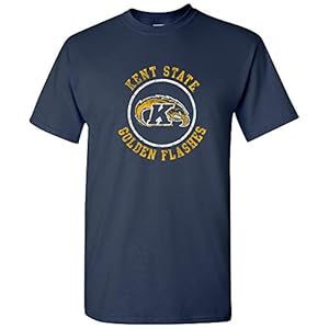 AS04 – Kent State Golden Flashes Distressed Circle Logo T Shirt – X-Large – Navy