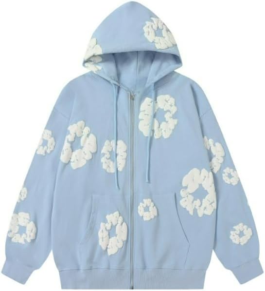 Y2K men's and women's bubble printed sports hoodies for couples, loose casual pullover, retro top