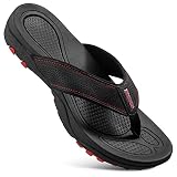 HAOLIRA Herren Flip Flops Zehentrenner Comfy Rutschsicher Sommer Beach Sandalen Outdoor Surfen Badelatschen (N1 Schwarz/Rot 40 EU)