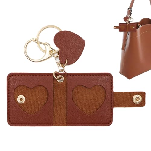 Mini Álbum De Fotos Keychain - Keychain Supporter, Colgante Con Bolsita De Almacenamiento De De Pu Para La Boda Valentines Women Photo Colgante Pu Fácil De Protección Abiert, Brown, Consulte la