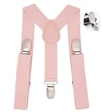 WannGe Kinder Y-Form Hosenträger mit verstellbaren bequemen Hosenträgern für Jungen und Mädchen - Hell Rosa