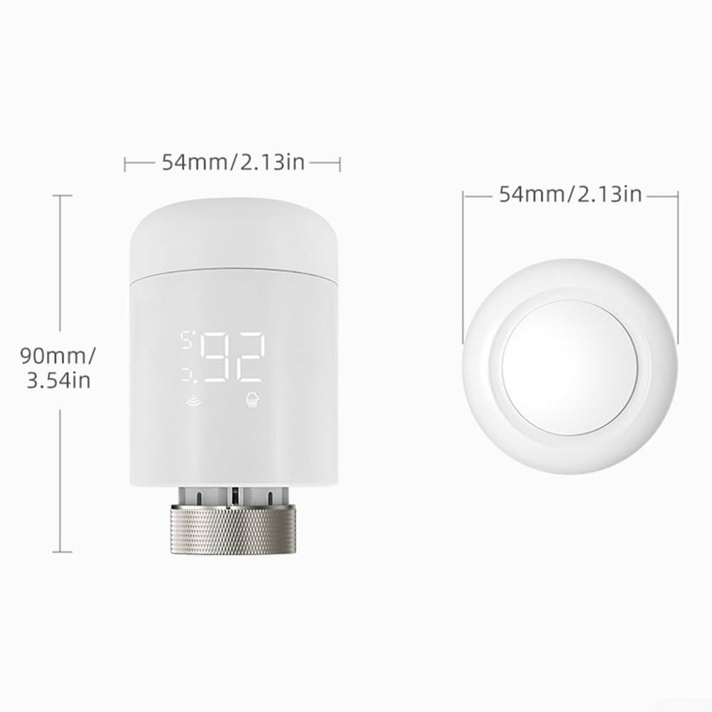 Vanne de Radiateur Thermostatique Intelligente WiFi, Contrôle par Application Smart Life/Tuya, Compatible Alexa & Home, 6 Modes, Programmation, Détection Fenêtre Ouverte, Verrou, passerelle requise