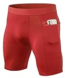 WRAGCFM Men's Compression Shorts with Pockets Running Workout Athletic Active Underwear Shorts