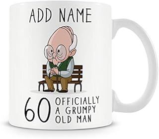60th Birthday Gift for Grumpy Old Man - Personalised 60 Mug/Cup - Add Name