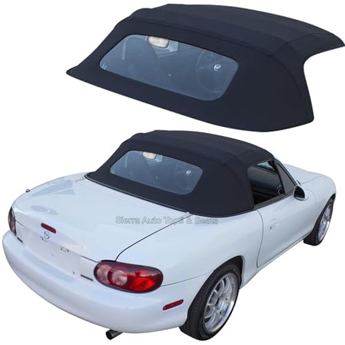 Sierra Auto Tops & Seats Convertible Top for 1990-2005 Mazda Miata MX5 - Black, Cabrio Vinyl - Convertible Top Replacement with Heated Glass Window - Complete Soft Top - No Rain Rail